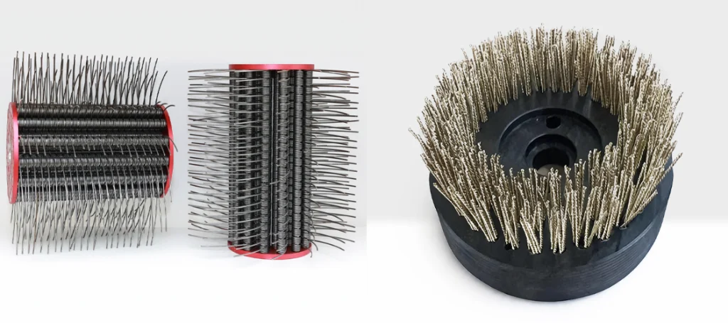 Examples of wire roller and cup brush tools for metal cleaning